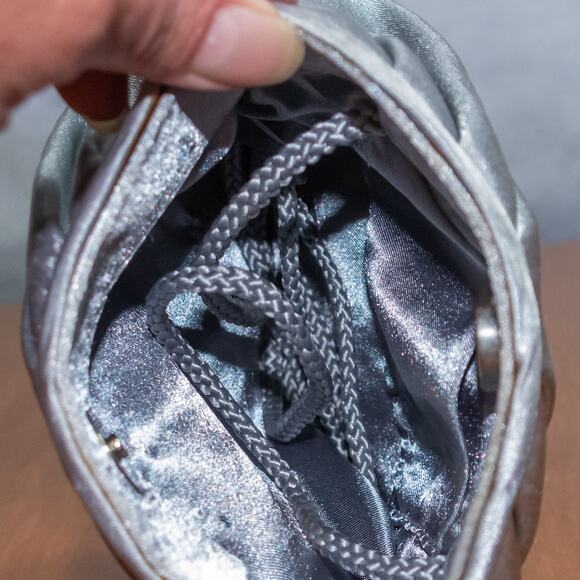 VINTAGE Gray Handbag Formal Satin Prom Bridesmaid Bag Crossbody Small Purse - Picture 6 of 7